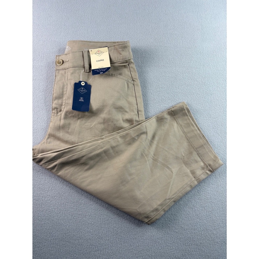 NWT St John's Bay Capri Pants Womens Size 10 Khaki Easy Stretch Cropped Casual - Picture 7 of 9